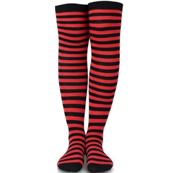Over the Knee Striped Socks Black and Purple OTK Thigh High Tights New - Picture 13 of 16